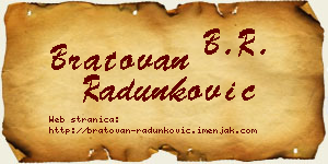 Bratovan Radunković vizit kartica